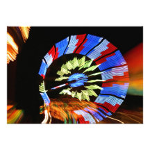 Colourful fair ride neon light photograph personalized invitations