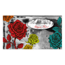 Colourful Flora Roses Florist Business Cards