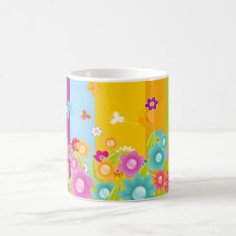 Colourful Flowers butterflies and bars Mug