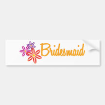 Colourful Flowers Wedding Bumper Stickers