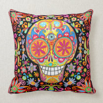 Colourful Funky Sugar Skull Pillow pillows