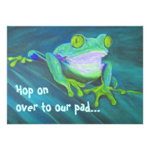 Colourful funny funky frog party Invites