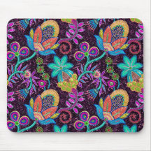 Colourful Glass Beads Look Retro Floral Design Mousepads