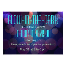 Colourful Glow in the Dark Party Invitations