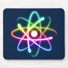 Colourful Glowing Atom - dark blue mousepad