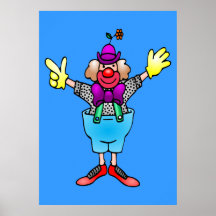 Colourful, Happy Cartoon Clown Print on Canvas