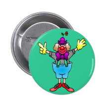 Colourful Happy Clown Pinback Buttons