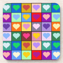 Colourful Heart Squares Coaster