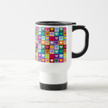 Colourful Heart Squares Coffee Mug
