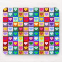 Colourful Heart Squares Mousepad
