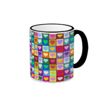 Colourful Heart Squares Mugs