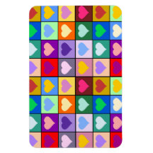 Colourful Heart Squares Rectangle Magnet