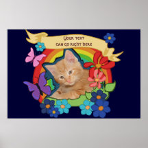 Colourful Kitten and Scroll poster
