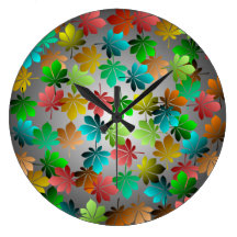 Colourful Leaf Pattern Wall Clock