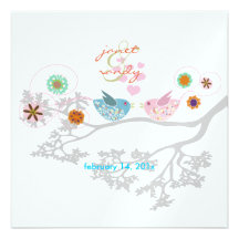 Colourful Love Birds floating hearts Announcements