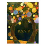 Colourful Love Trees Wedding Response (4.25x5.6) Postcard