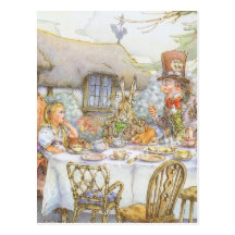 Colourful Mad Hatter's Tea Party Post Card