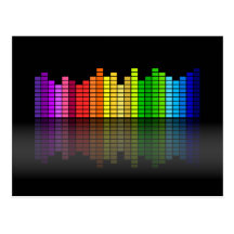 Colourful Music Equalizer w/Reflection, Cool Techn Postcard