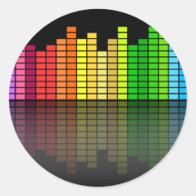 Colourful Music Equalizer w/Reflection, Cool Techn Sticker