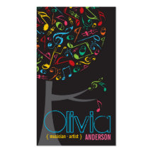 Colourful Music Notes Pop Tree Profile Card Business Cards