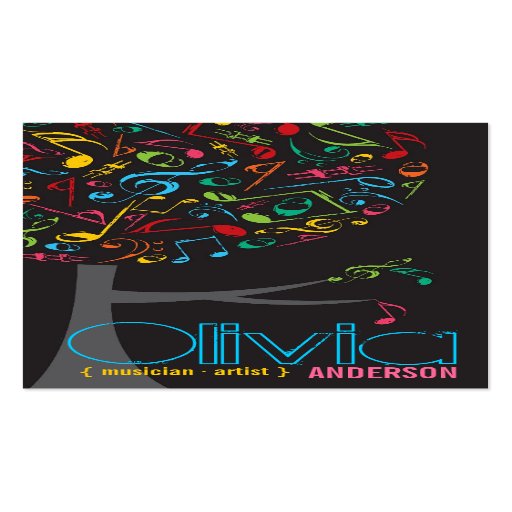 Colourful Music Notes Pop Tree Profile Card Business Cards