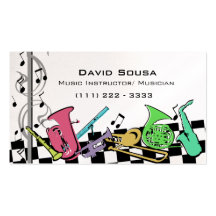 Colourful Musical Instruments Business Cards