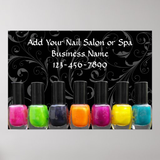 Colourful Nail Polish Bottles, Nail Salon Sign Print
