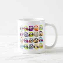 Colourful Owl Pattern Coffee Mugs