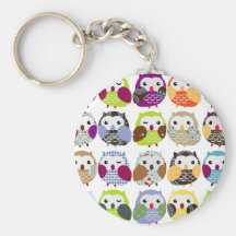 Colourful Owl Pattern Keychain
