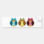 Colourful Owl Trio Bumper Sticker