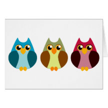 Colourful Owl Trio Cards