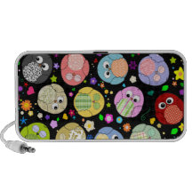 Colourful Owls and Flowers Design Mini Speakers
