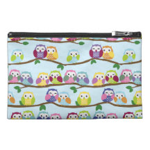 Colourful owls on a branch travel accessories bags