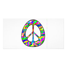 colourful peace sign customized photo card