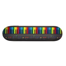 Colourful piano keyboard skate board decks