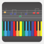 Colourful piano keyboard square stickers