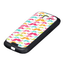 Colourful pink aqua trendy funny moustache pattern