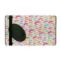 Colourful pink aqua trendy funny moustache pattern