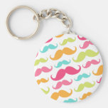Colourful pink aqua trendy funny moustache pattern key chains