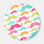 Colourful pink aqua trendy funny moustache pattern magnets