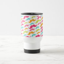 Colourful pink aqua trendy funny moustache pattern mug