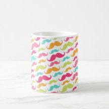 Colourful pink aqua trendy funny moustache pattern mug