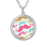 Colourful pink aqua trendy funny moustache pattern pendants