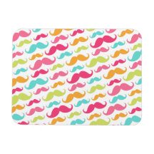 Colourful pink aqua trendy funny moustache pattern vinyl magnets