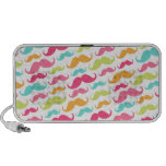 Colourful pink aqua trendy funny moustache pattern laptop speakers