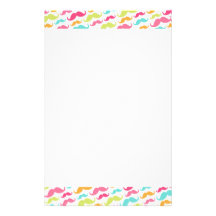 Colourful pink aqua trendy funny moustache pattern personalized stationery