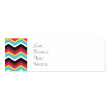 Colourful Pink Yellow Blue Chevron Stripes Zig Zag Business Card Template