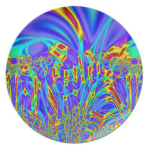 colourful purple yellow fractal plate