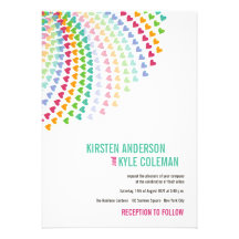Colourful Rainbow Heart Sprinkles Wedding Invite