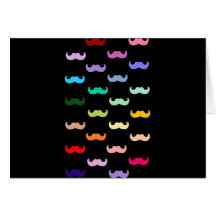 Colourful Rainbow Moustache pattern on black Card